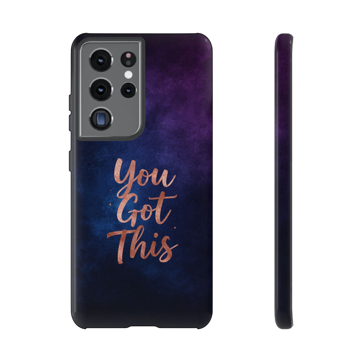 Inspiring Phone Cases You Got This Samsung phone case with indigo galaxy design and rose gold inspirational text