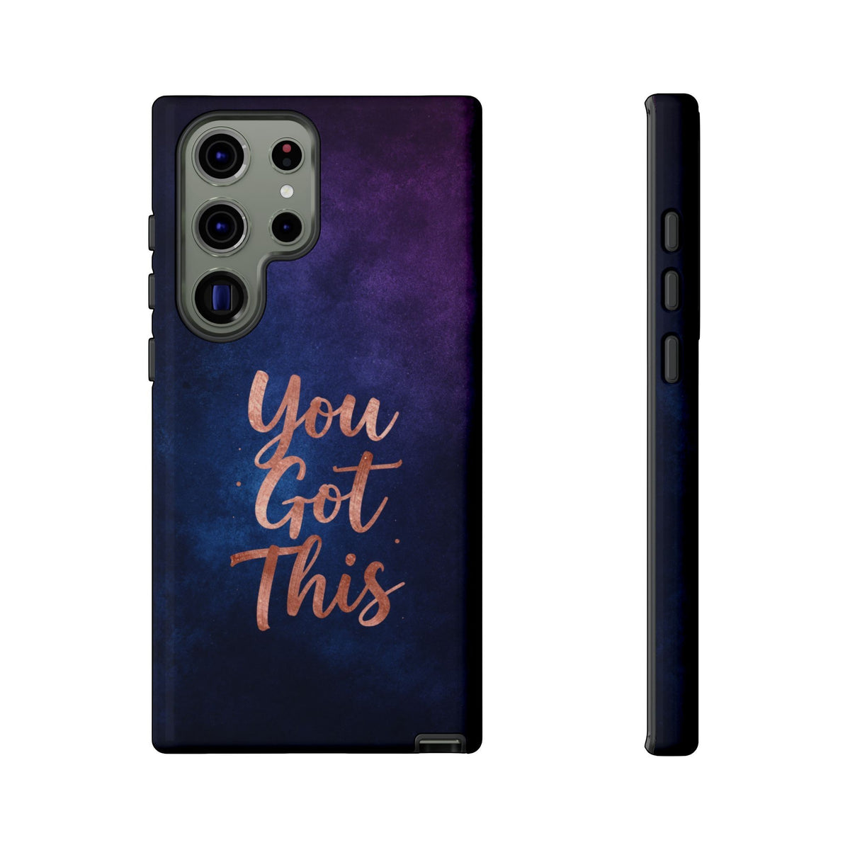 Inspiring Phone Cases You Got This Samsung phone case with indigo galaxy design and rose gold inspirational text