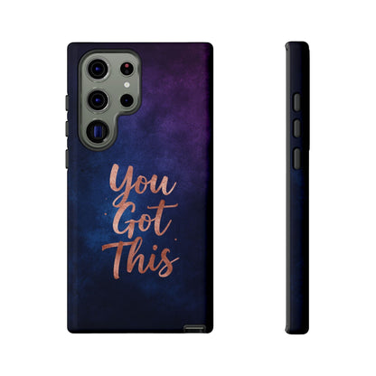 Inspiring Phone Cases You Got This Samsung phone case with indigo galaxy design and rose gold inspirational text