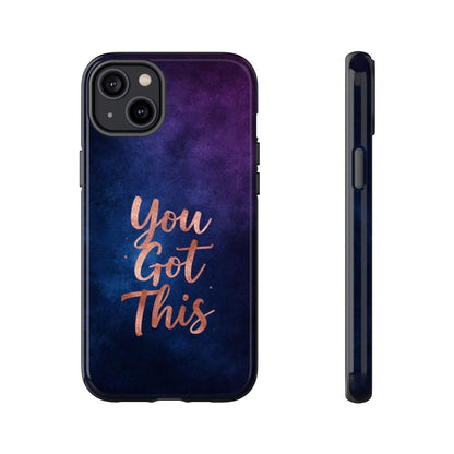 Inspiring Phone Cases iPhone MagSafe case with indigo galaxy design and rose gold You Got This quote