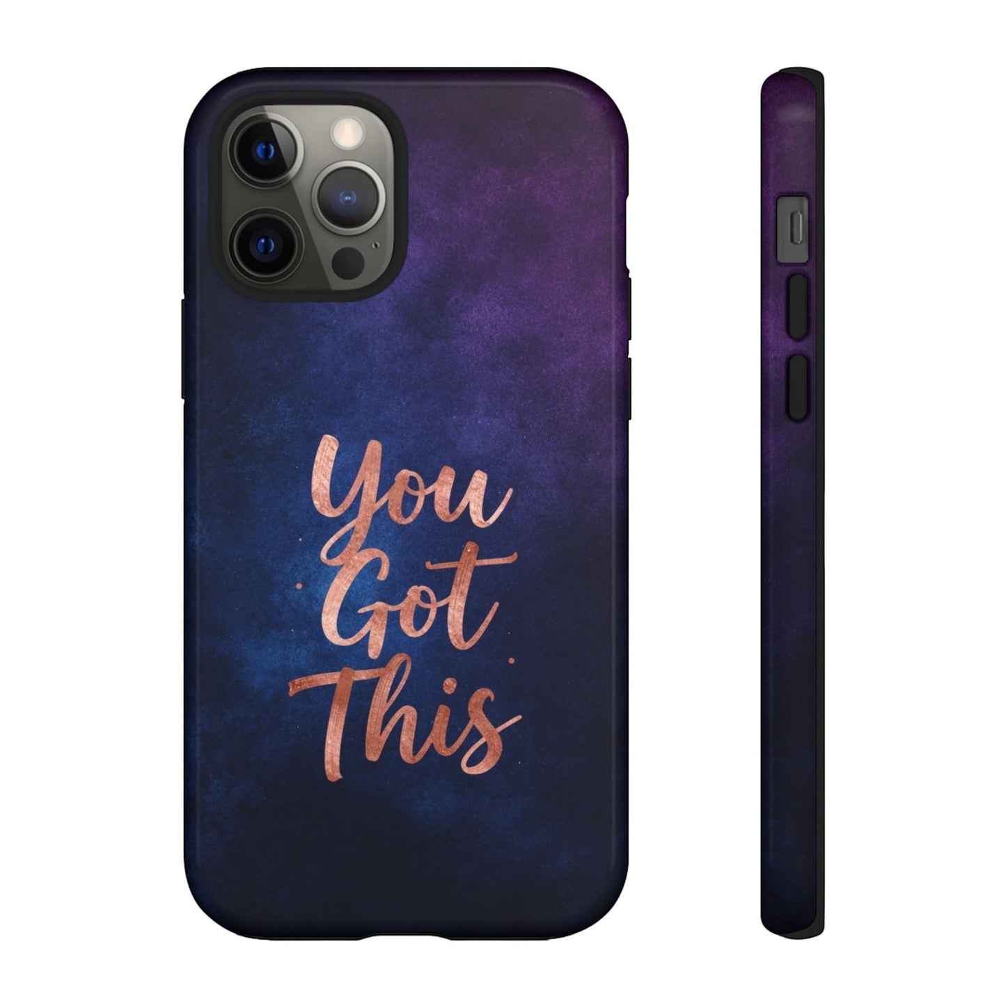 Inspiring Phone Cases iPhone MagSafe cover with indigo galaxy design and rose gold You Got This quote