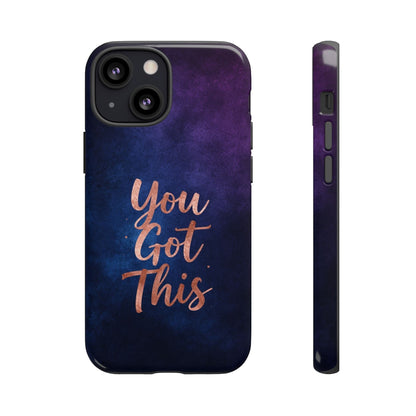 Inspiring Phone Cases iPhone MagSafe cover with indigo galaxy design and rose gold You Got This quote