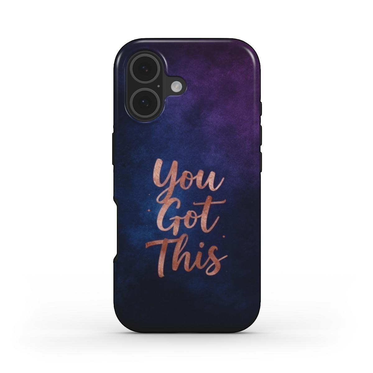 Inspiring Phone Cases iPhone MagSafe cover with indigo galaxy design and rose gold You Got This quote
