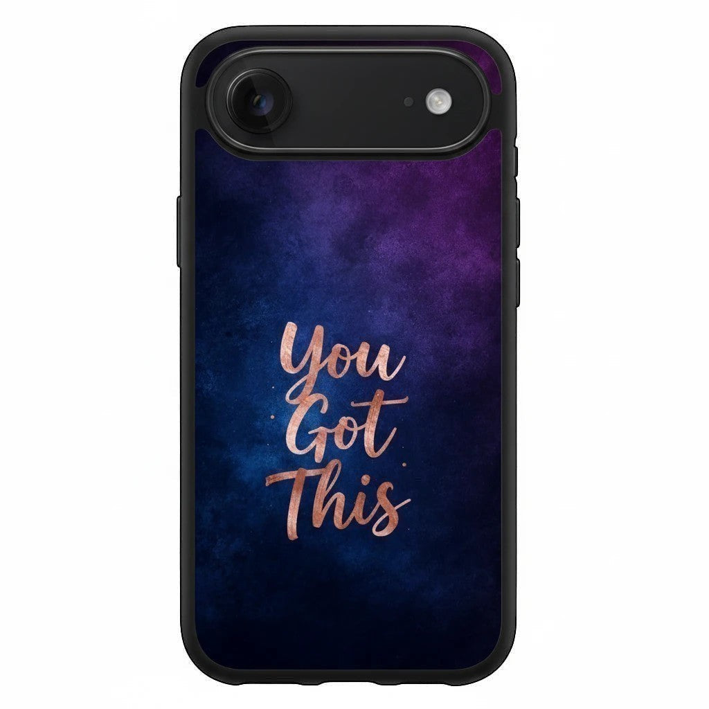 Inspiring Phone Cases iPhone MagSafe cover with indigo galaxy design and rose gold You Got This quote text