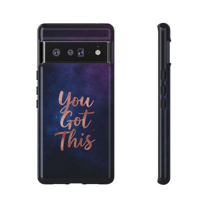 Inspiring Phone Cases Google Pixel case with indigo cosmic dust design and rose gold You Got This quote