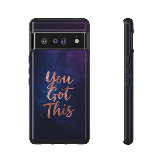 Inspiring Phone Cases Google Pixel case with indigo cosmic dust design and rose gold You Got This quote