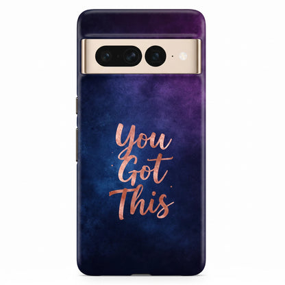 Inspiring Phone Cases Google Pixel case with indigo cosmic dust design and rose gold You Got This quote