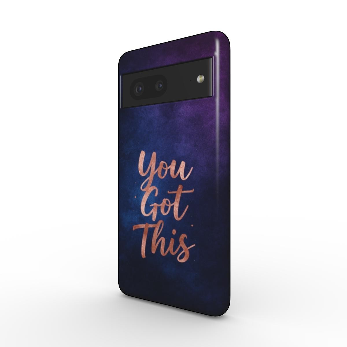 Inspiring Phone Cases Google Pixel phone case with indigo cosmic background and rose gold You Got This quote