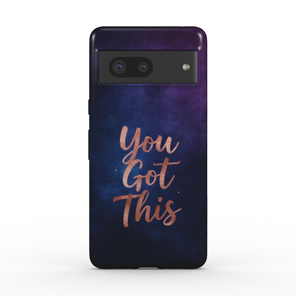 Inspiring Phone Cases Google Pixel case with indigo cosmic background and rose gold You Got This quote