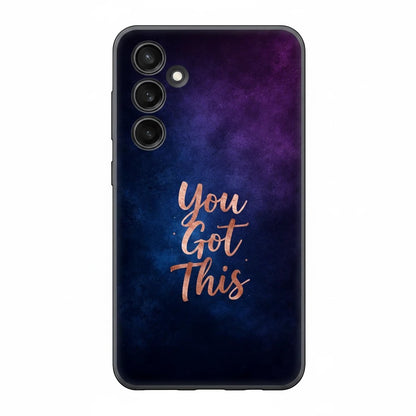 Inspiring Phone Cases Samsung Galaxy case with indigo cosmic dust design and rose gold You Got This quote text.